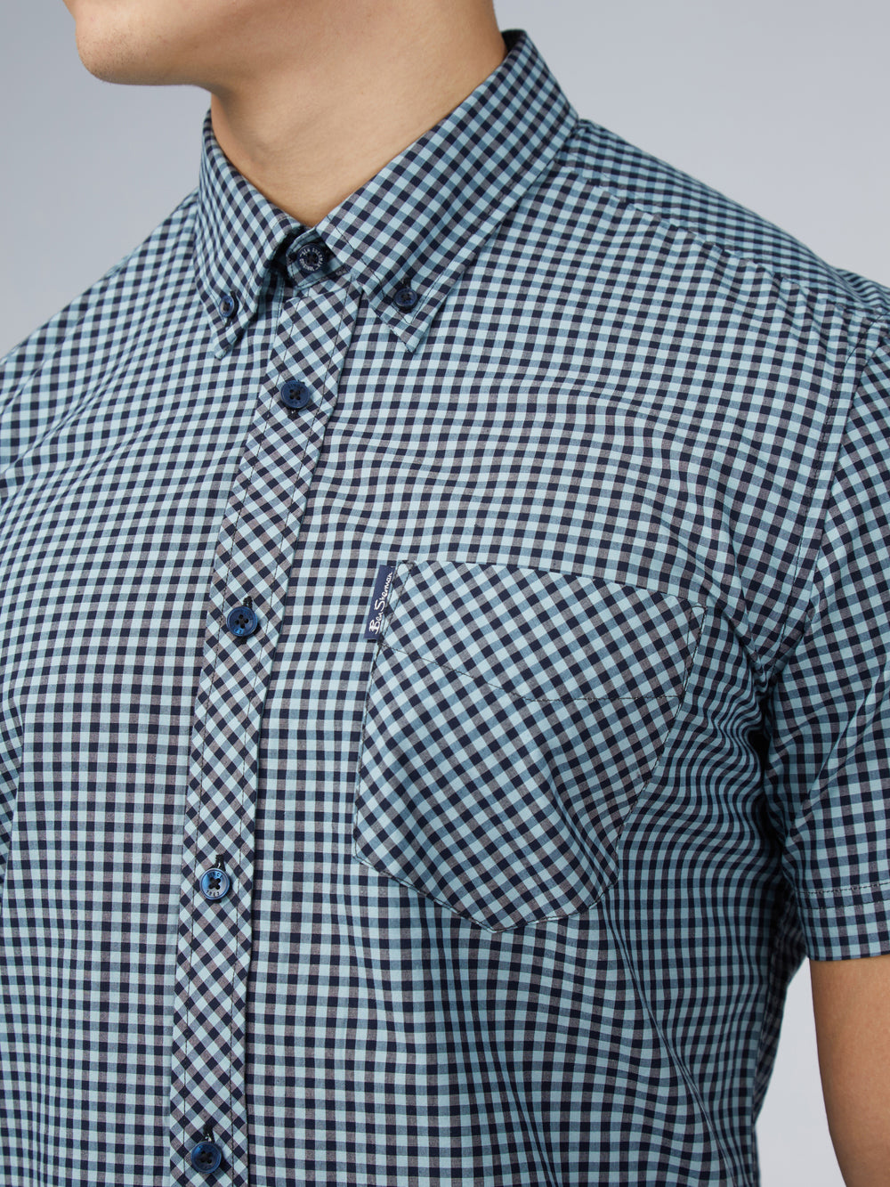 Chemises Ben Sherman Signature Short Sleeve Gingham Bleu | FKH-53979264